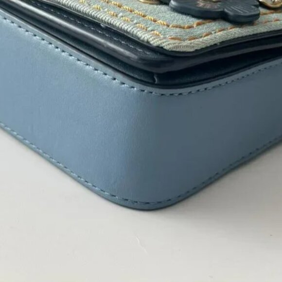 Coach 1941 Dinky Blue Denim With Tea Rose Shoulder Crossbody Bags 53706 - Picture 8 of 11